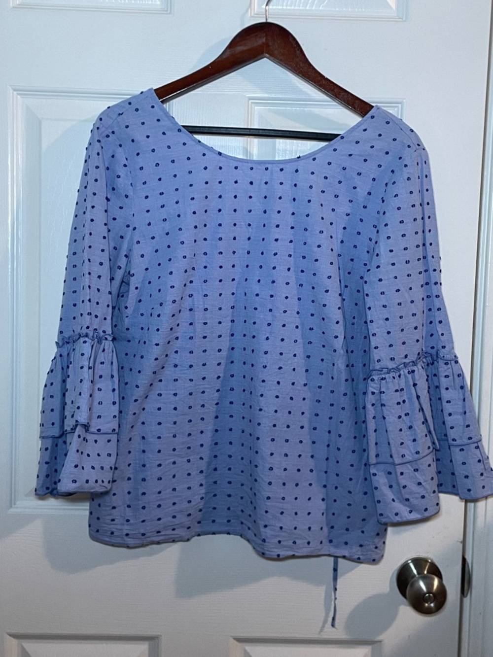 Jane and Delaney Blue Bell Ruffle Sleeve Shirt Size Medium